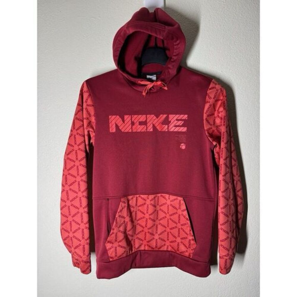 Nike Men's Therma-FIT‎ Pullover Printed Training Hoodie Size Small Red/Orange